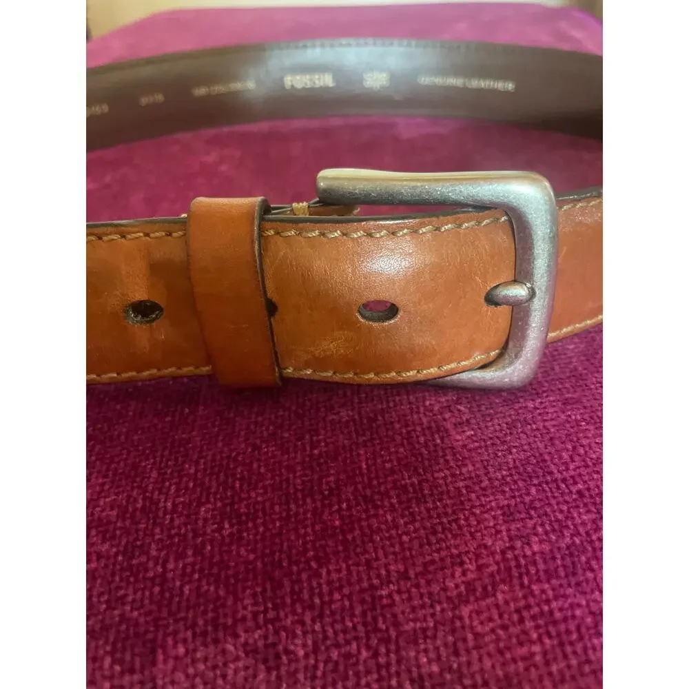 FOSSIL Aiden Leather Belt Men's Brown / Tan Pre-Owned 90/36 1.5 Inch Width